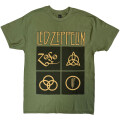 Led Zeppelin - Gold Symbols in Black Square (green)